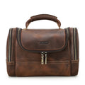 Premium Genuine Leather Toiletry Bag for Men - Designer Travel Cosmetic Organizer with Top Handle