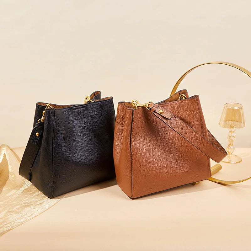 P098 - Women's Genuine Leather Shoulder Bag - Large Tote Handbag