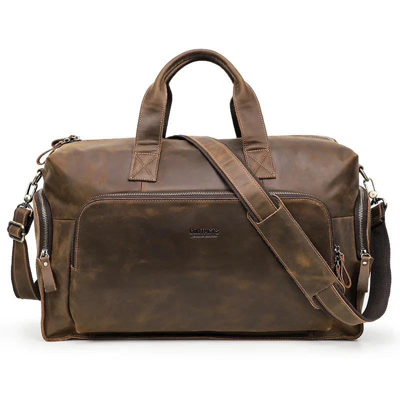 Vintage Genuine Leather Travel Bag - Men's Business Luggage Tote