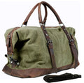 Vintage Military Canvas & Leather Travel Duffel Bag - Men's Large Weekend Overnight Luggage