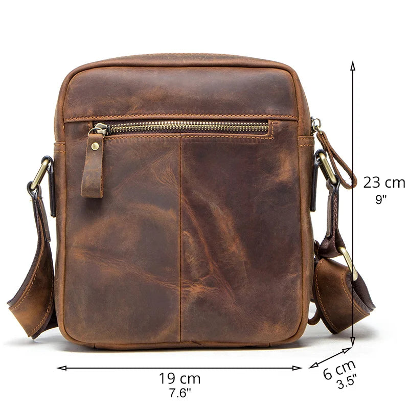 P031 - Genuine Leather Men's Messenger Bag - Vintage Crossbody Shoulder Bag for iPad Mini 7.9"