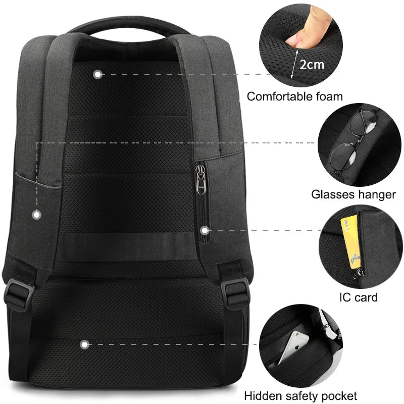Business Travel Backpack USB Charging Port 15.6'' Laptop