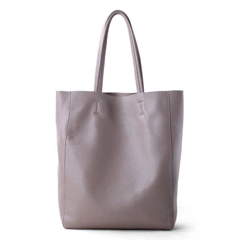 Genuine Leather Tote Bag - Women's Luxury Shoulder Shopping Bag