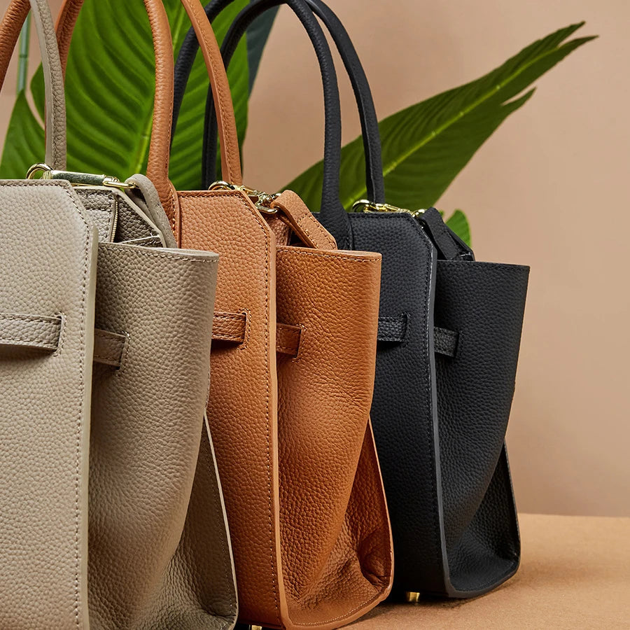 Women's Luxury Genuine Leather Handbag - Large Capacity Designer Shoulder Tote for Office & Commuting