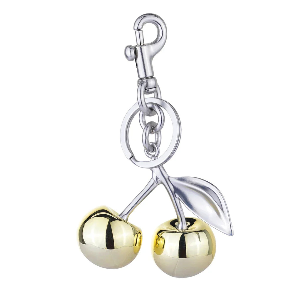 Golden Crystal Cherry Pendant - Luxury Handbag Keychain Charm