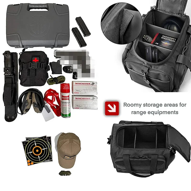 Tactical Gun Range Bag - MOLLE System Outdoor Hunting Storage with Shoulder Pack
