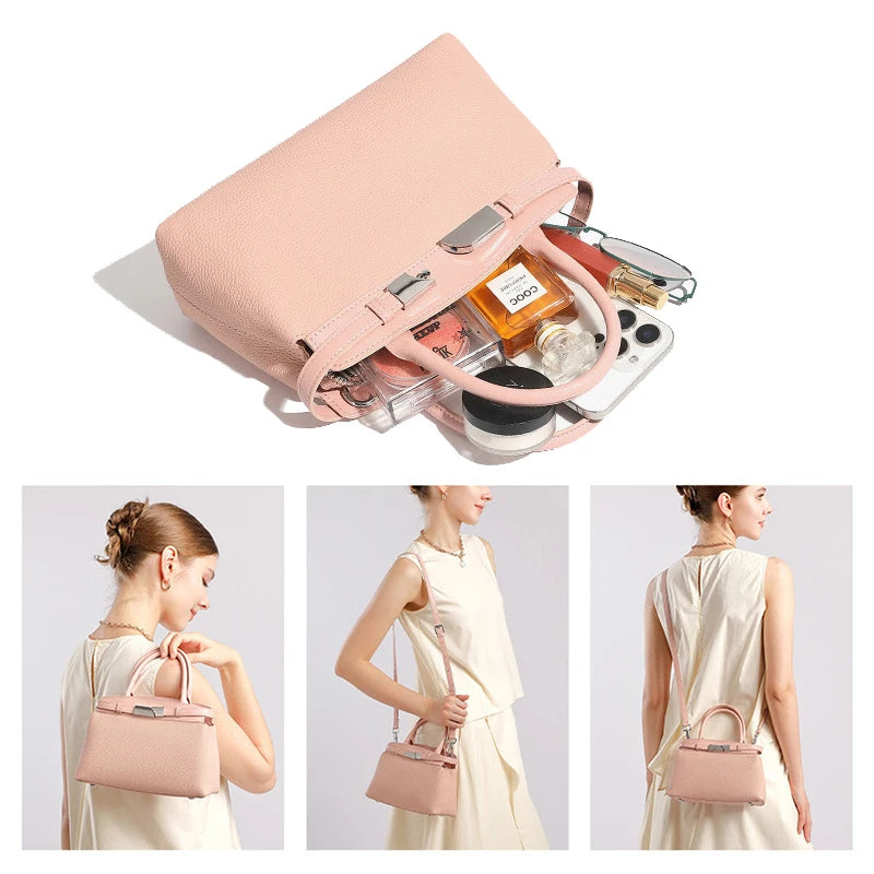 Women's crossbody bag worn on shoulder — lifestyle shot
