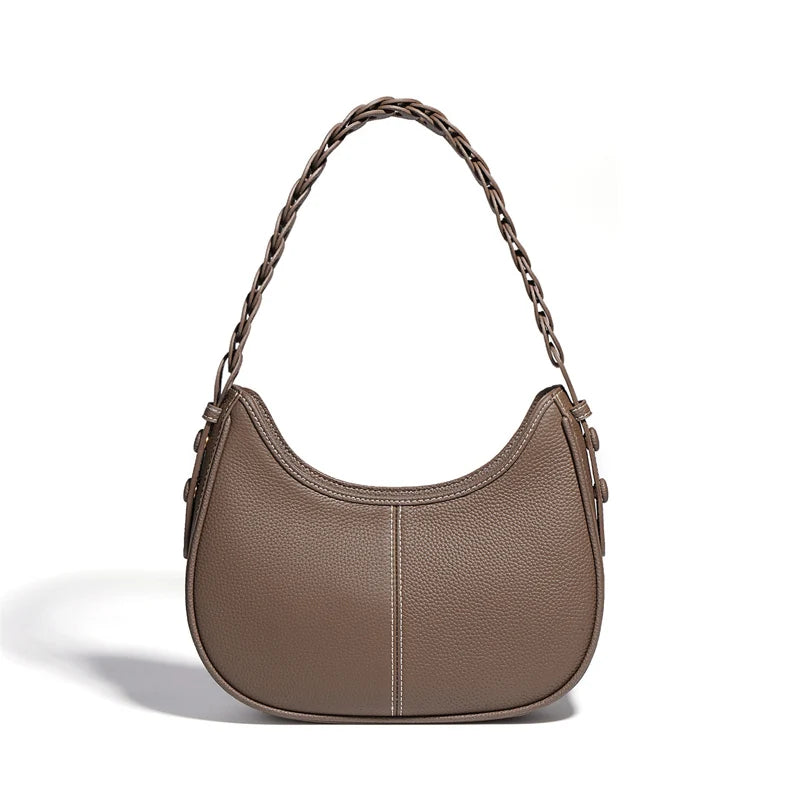 P108 - Women's Genuine Leather Half Moon Bag - Underarm Crossbody Shoulder Handbag