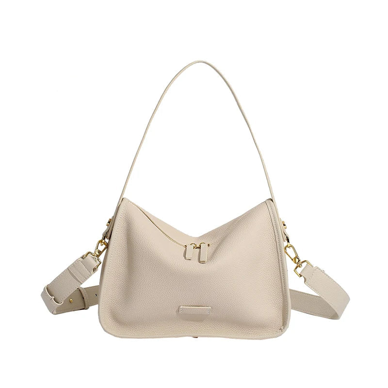 Women's Genuine Leather Boston Bag - Versatile Underarm Shoulder Messenger Handbag