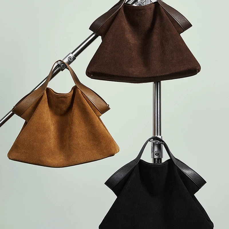 Women's Suede Tote Bag - Available in Brown, Coffee and Black - Carry-Work - P114