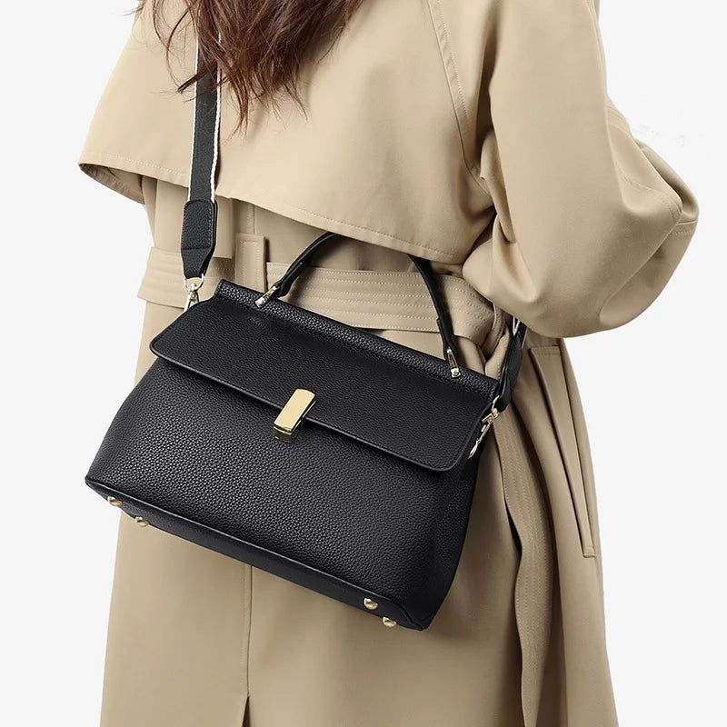 P003 - Women's PU Leather Shoulder Bag - Soft Handle Crossbody Tote Handbag