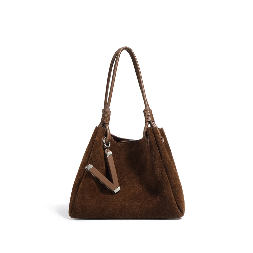 P064 - Women's Suede Basket Tote Bag - Frosted Leather Crossbody | Carry-Work