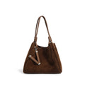 P064 - Women's Suede Basket Tote Bag - Frosted Leather Crossbody | Carry-Work
