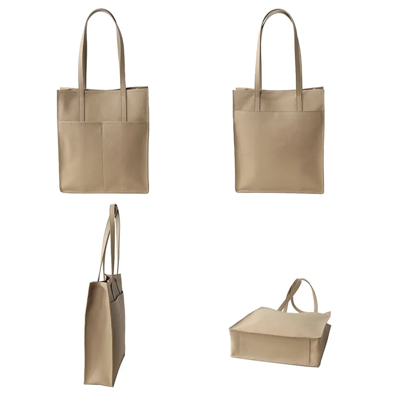 Luxury Cowhide Leather Tote Bag - Women's Laptop Briefcase & Commuter Shoulder Bag