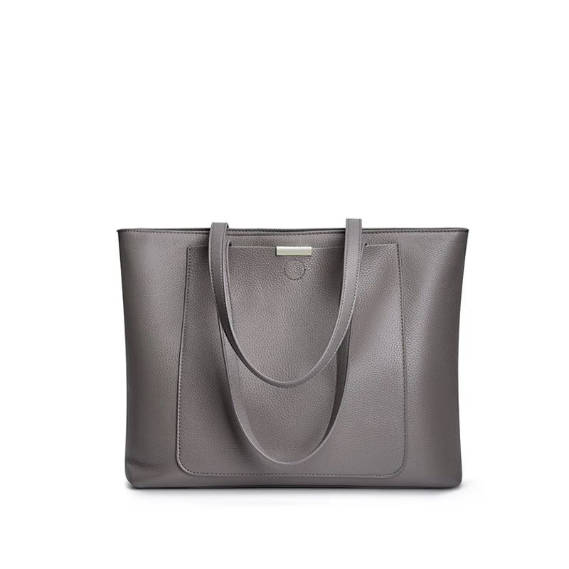 Women's Luxury Genuine Leather Large Tote Bag - Square Shoulder Handbag for Commuting