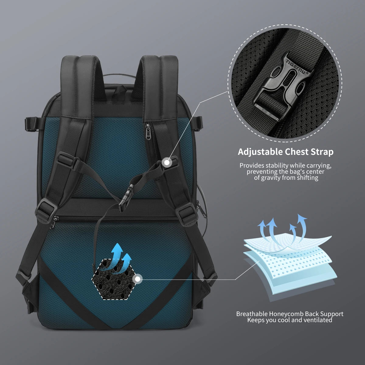 Women's Expandable Travel Backpack 17'' Laptop - 27L to 37L