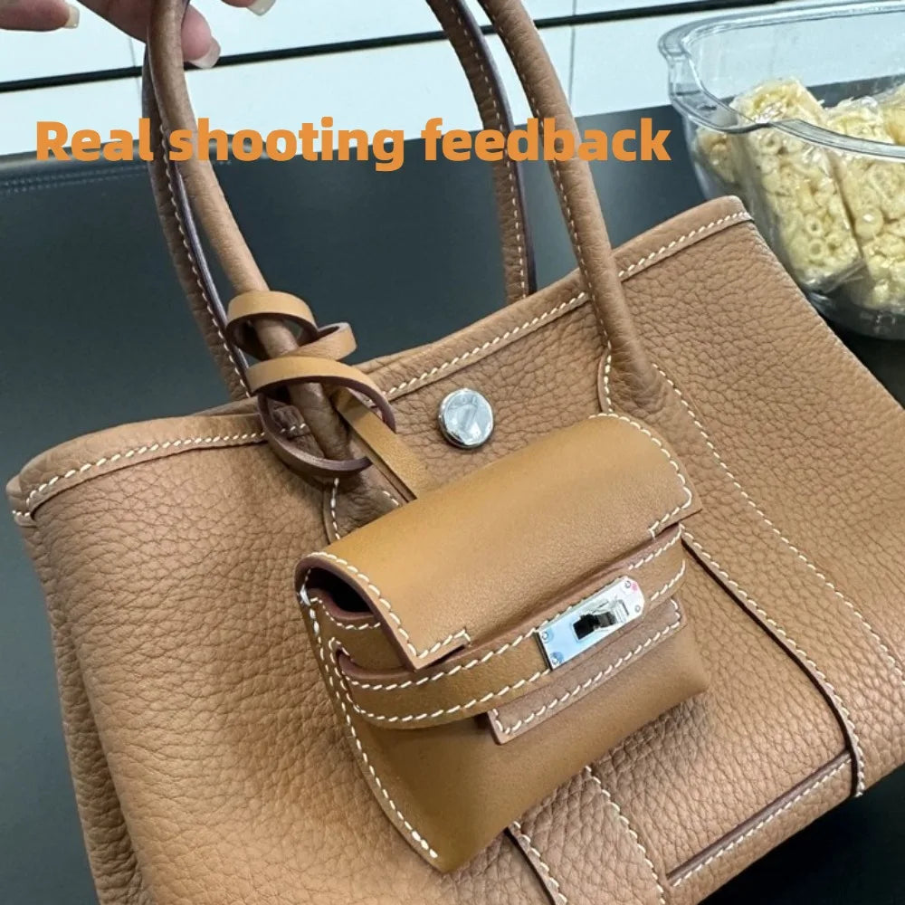 Premium Leather AirPods Case - Handmade Luxury Earphone Holder with Keychain Charm