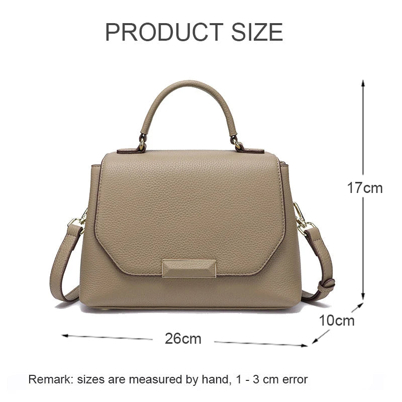 Women's Genuine Leather Square Messenger Bag - Multifunctional Commute Shoulder Handbag