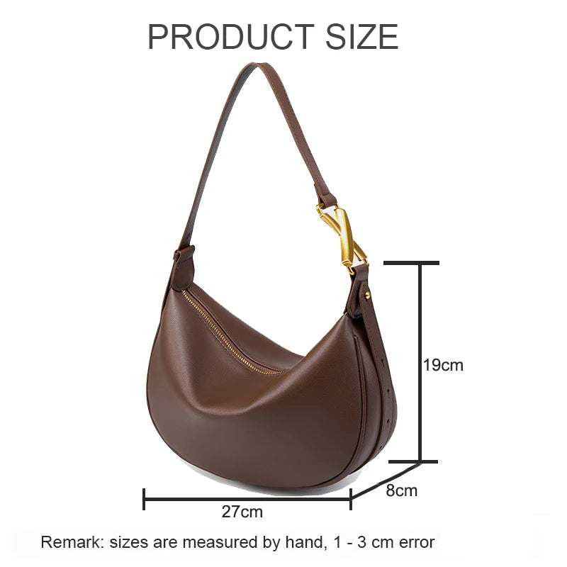 Women's Classic Underarm Bag - Split Leather Shoulder Crossbody Commuter Handbag