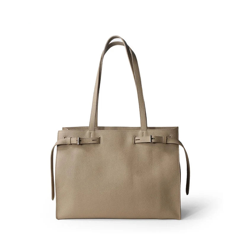 Women's Genuine Leather Laptop Tote Bag - Luxury Minimalist Commuter Handbag Large Capacity