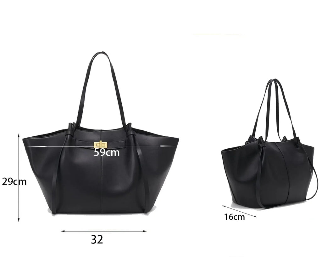 P097 - Women's Trapeze Shoulder Bag - Designer Lock Handbag