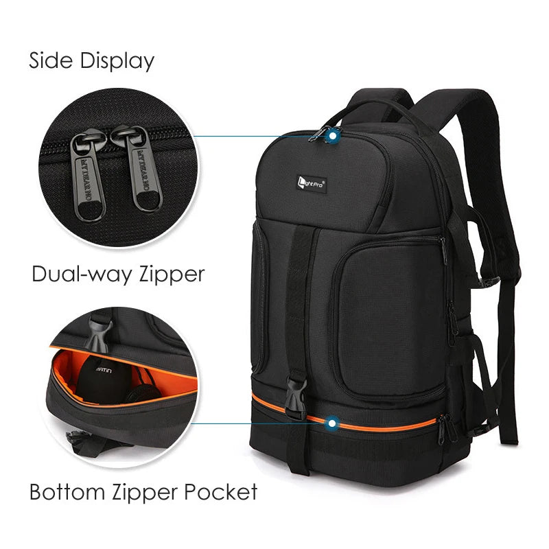Professional Waterproof Camera Backpack - 15.6" Laptop Photography Bag with Reflector Stripe & Tripod Holder