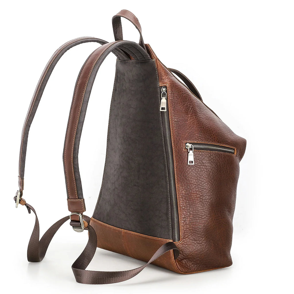 Premium Genuine Leather Backpack for Men - Full Grain Leather Laptop Bag for 13.3" School & Travel