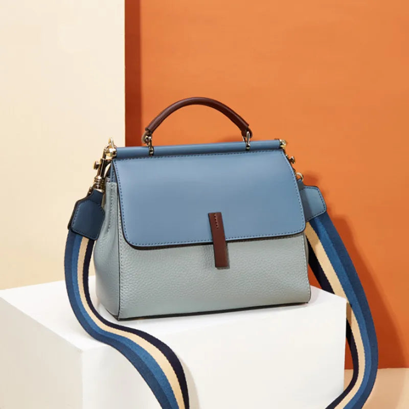 P001 - Women's Genuine Leather Kelly Bag - Retro Crossbody Shoulder Handbag
