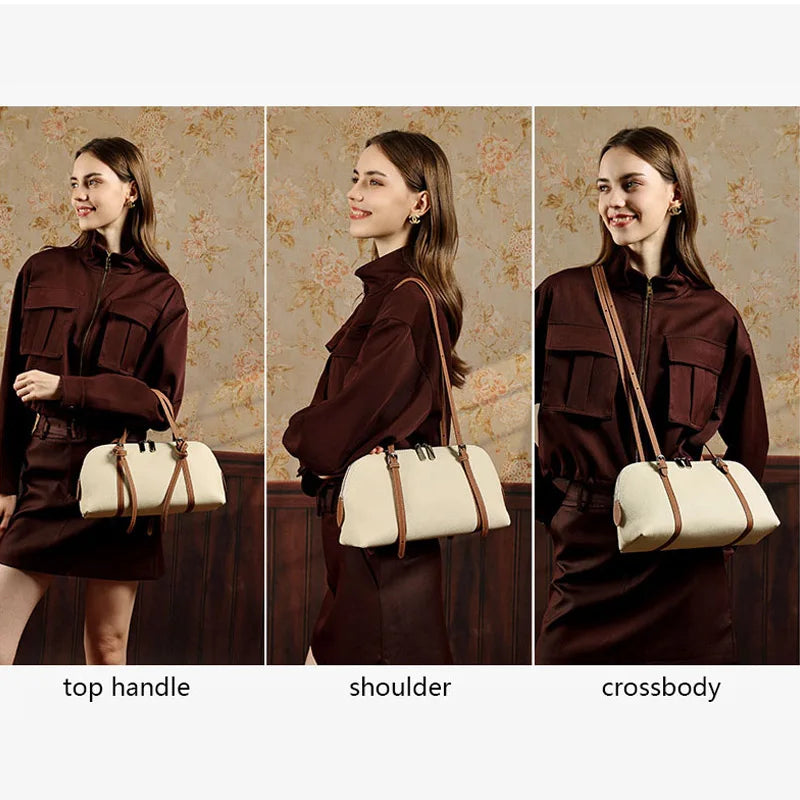 P106 - Women's Genuine Leather Tote Bag - Casual Versatile Shoulder Handbag