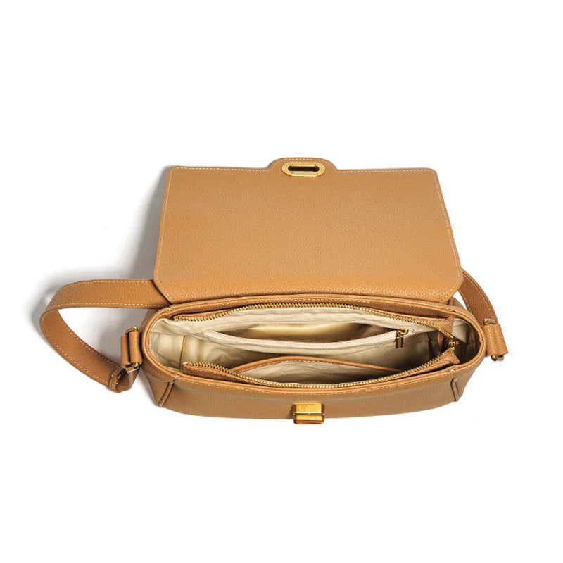 Genuine Leather Messenger Bag - Large Capacity Women's Shoulder Bag for Commute & Work