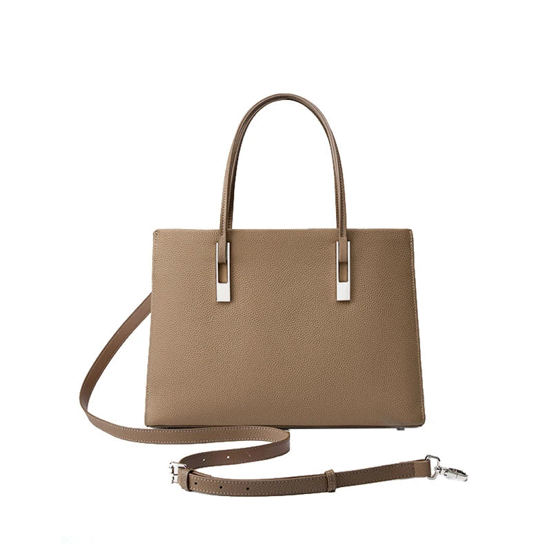 Women's Genuine Leather Tote Bag - Luxury First Layer Cowhide Commuter Handbag Large Capacity