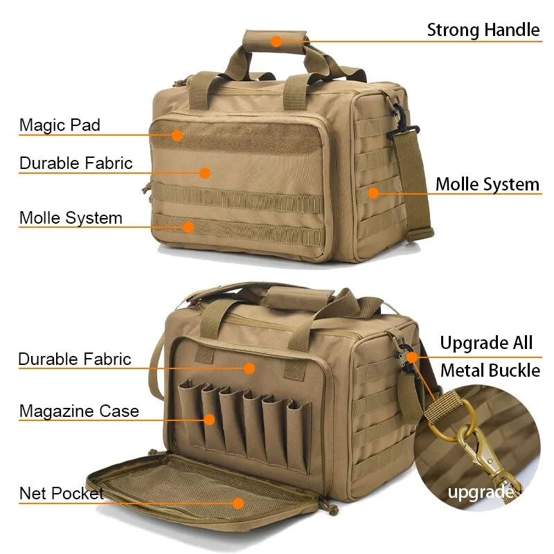 Tactical Gun Range Bag - MOLLE System Outdoor Hunting Storage with Shoulder Pack