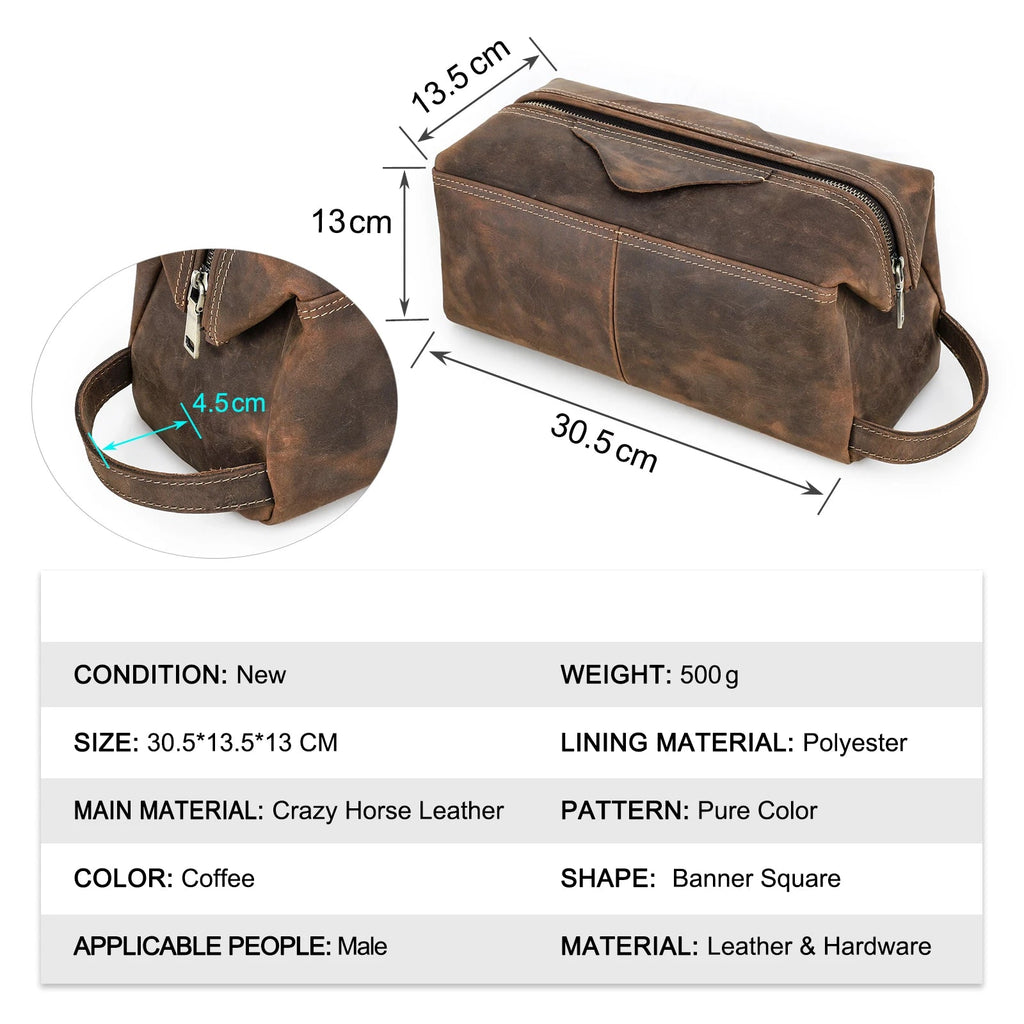 Premium Genuine Leather Clutch Bag for Men - Large Capacity Travel Organizer & Cosmetic Tote