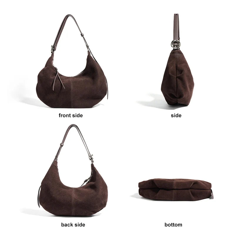 Women's Suede Dumpling Bag - Retro Frosted Leather Large Capacity Crossbody Shoulder Bag