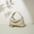 Women's Korean Style Genuine Leather Pillow Bag - Minimalist Top Handle Crossbody Handbag