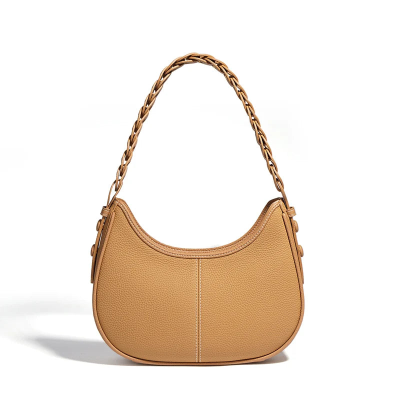 P108 - Women's Genuine Leather Half Moon Bag - Underarm Crossbody Shoulder Handbag