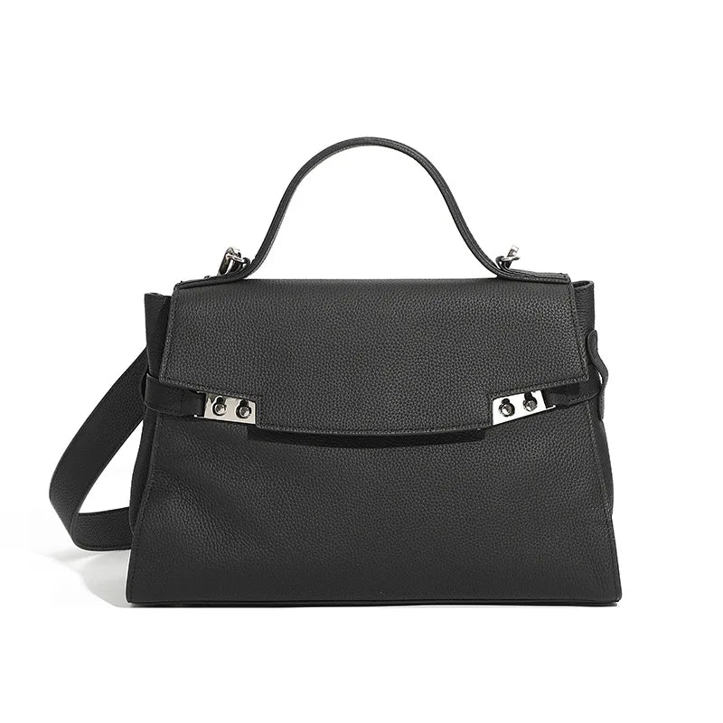 Leather Crossbody Handbag - Black - Carry-Work - P112