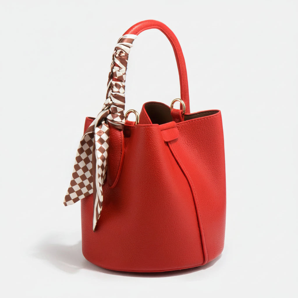 P104 - Women's PU Bucket Tote Bag - Diamond Detail Crossbody Shoulder Handbag