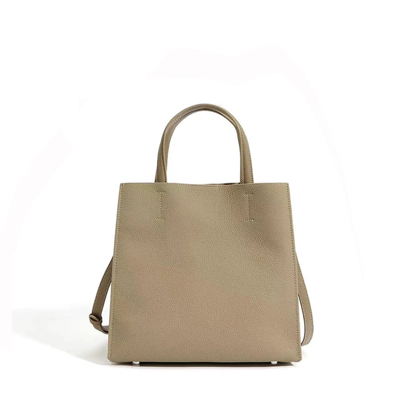 Women's Genuine Leather Bucket Bag - First Layer Cowhide Crossbody Tote Large Capacity Handbag