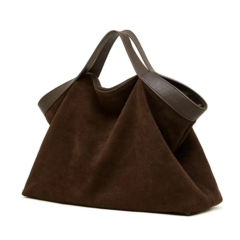 Suede Shoulder Tote Bag - Coffee - Carry-Work - P114