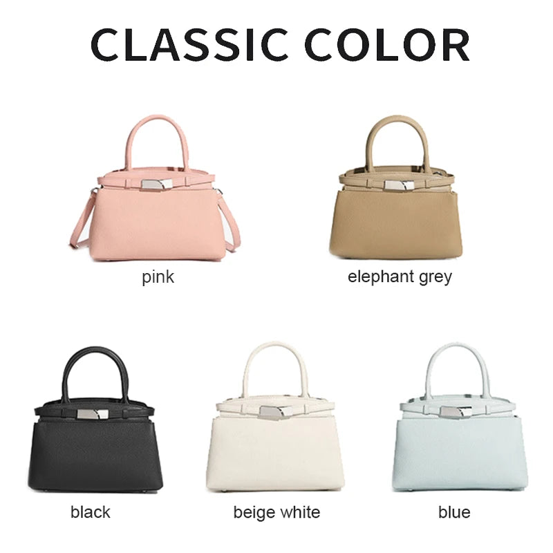 Genuine leather bag size reference — 24x9x16cm compact silhouette