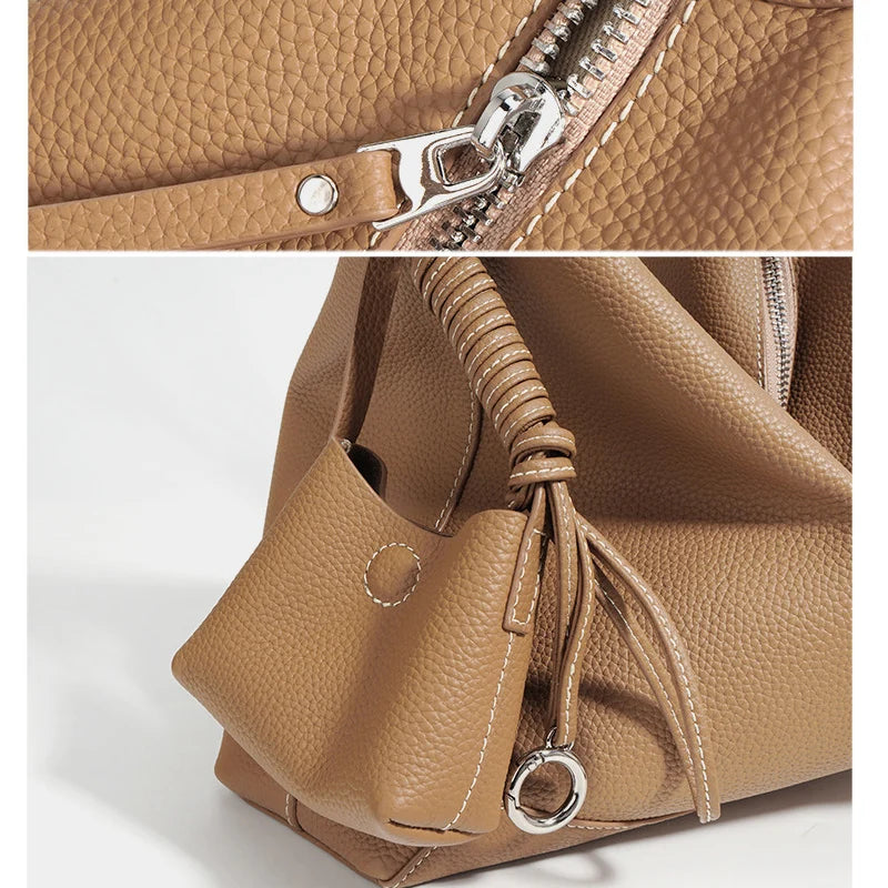 Women's High-End Minimalist Leather Armpit Tote Bag - Large Capacity Shoulder Crossbody Messenger