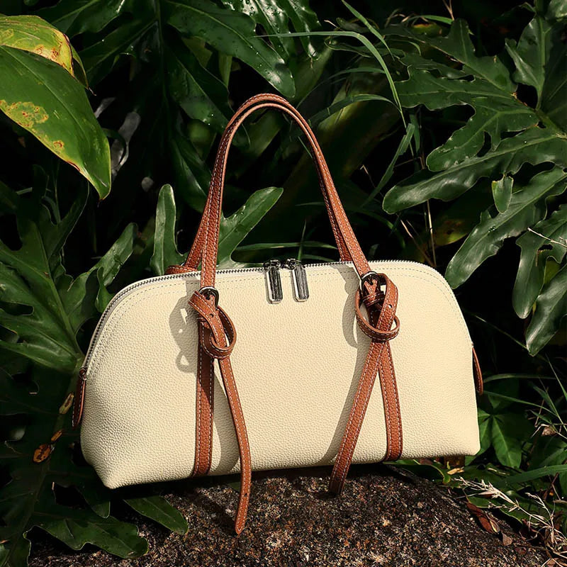 P106 - Women's Genuine Leather Tote Bag - Casual Versatile Shoulder Handbag