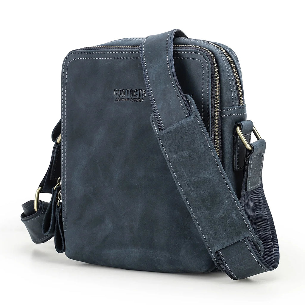 P031 - Genuine Leather Men's Messenger Bag - Vintage Crossbody Shoulder Bag for iPad Mini 7.9"