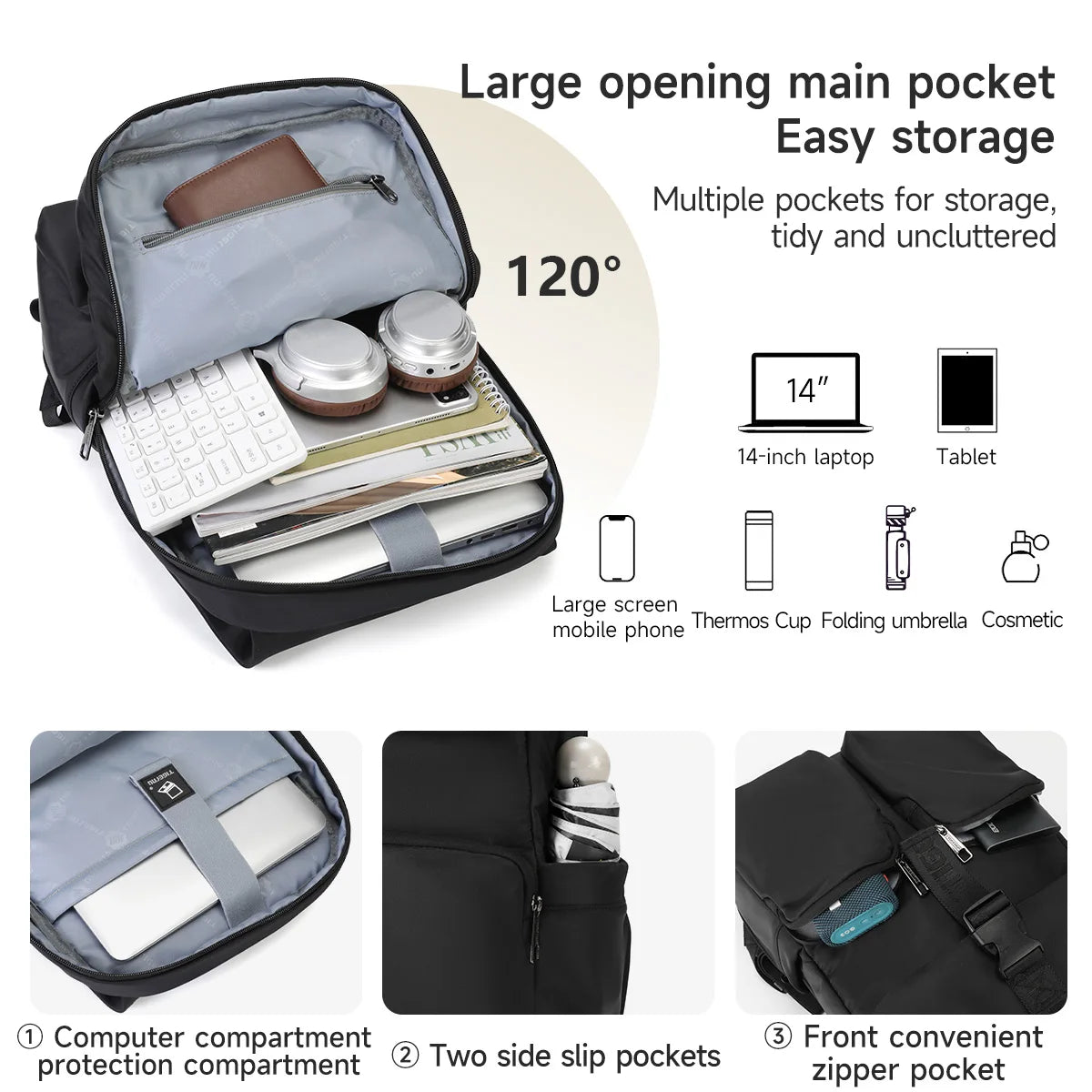 Unisex School Backpack 14'' Laptop - College Travel Bag Set