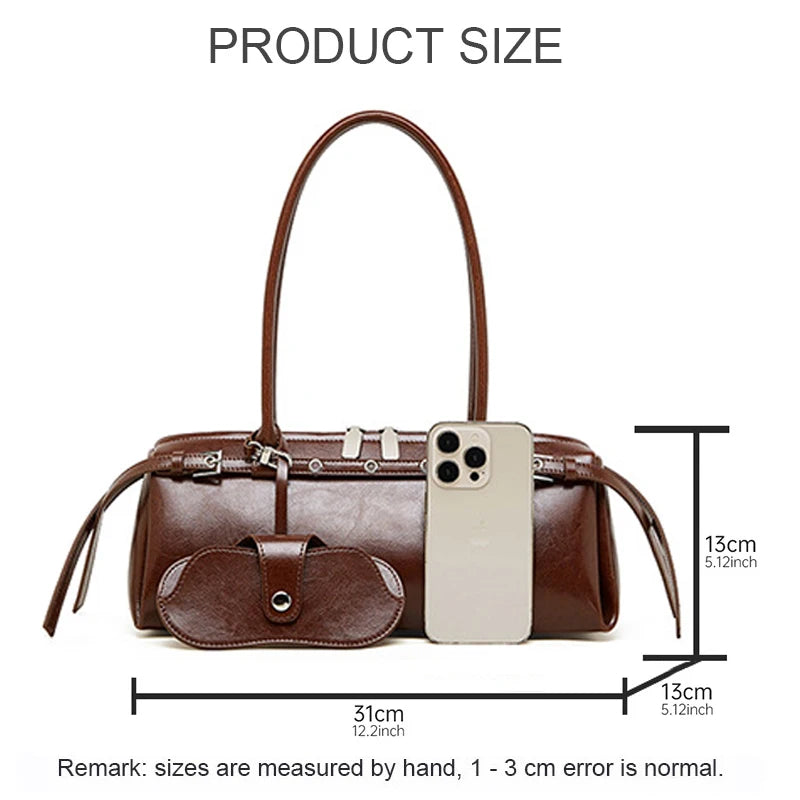  13 cm, split leather underarm shoulder bag size reference