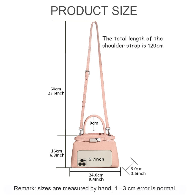 Genuine leather shoulder bag — adjustable 120cm strap detail