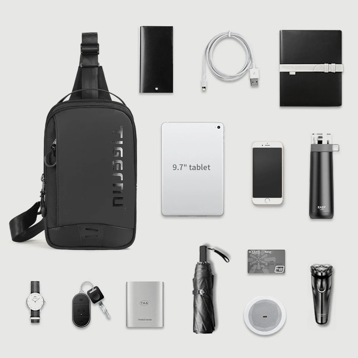 Premium Chest Bag for Men - Cool Style Shoulder Bag 9.7inch iPad Bag Casual Crossbody Bag Lightweight Mini Bag