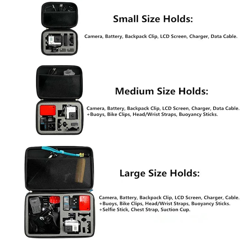 Waterproof Action Camera Storage Case - Portable Travel Bag for GoPro Hero 12 11 10 9 8 7 - Shock-Proof Protective Carrying Case