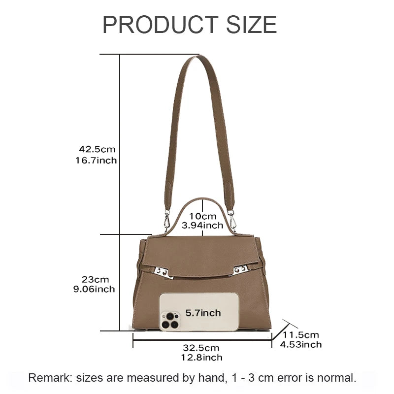 Leather Shoulder Bag Dimensions - 32.5 x 11.5 x 23 cm - Carry-Work - P112